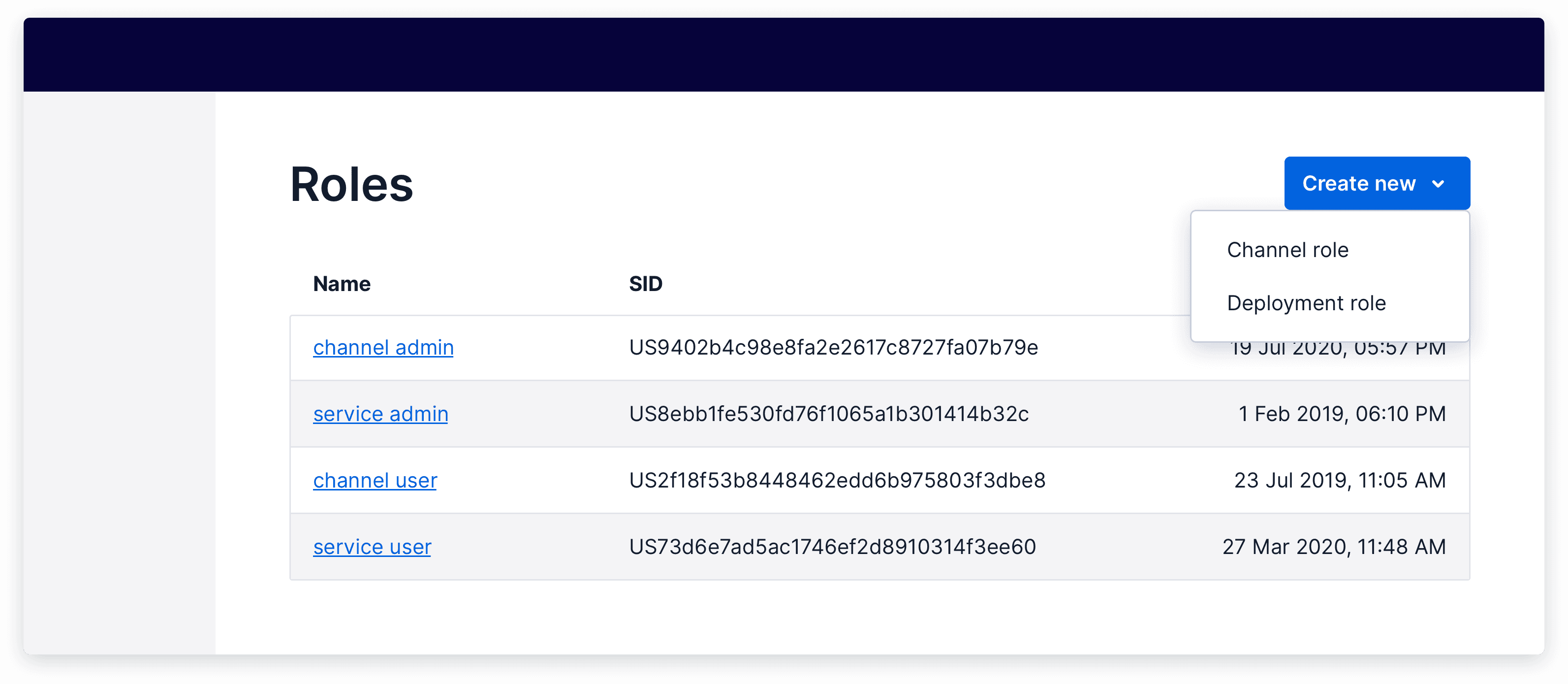 table with a primary action button that opened a menu